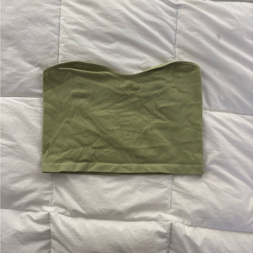 Out From Under Strapless Ribbed Olive Green Tube Top